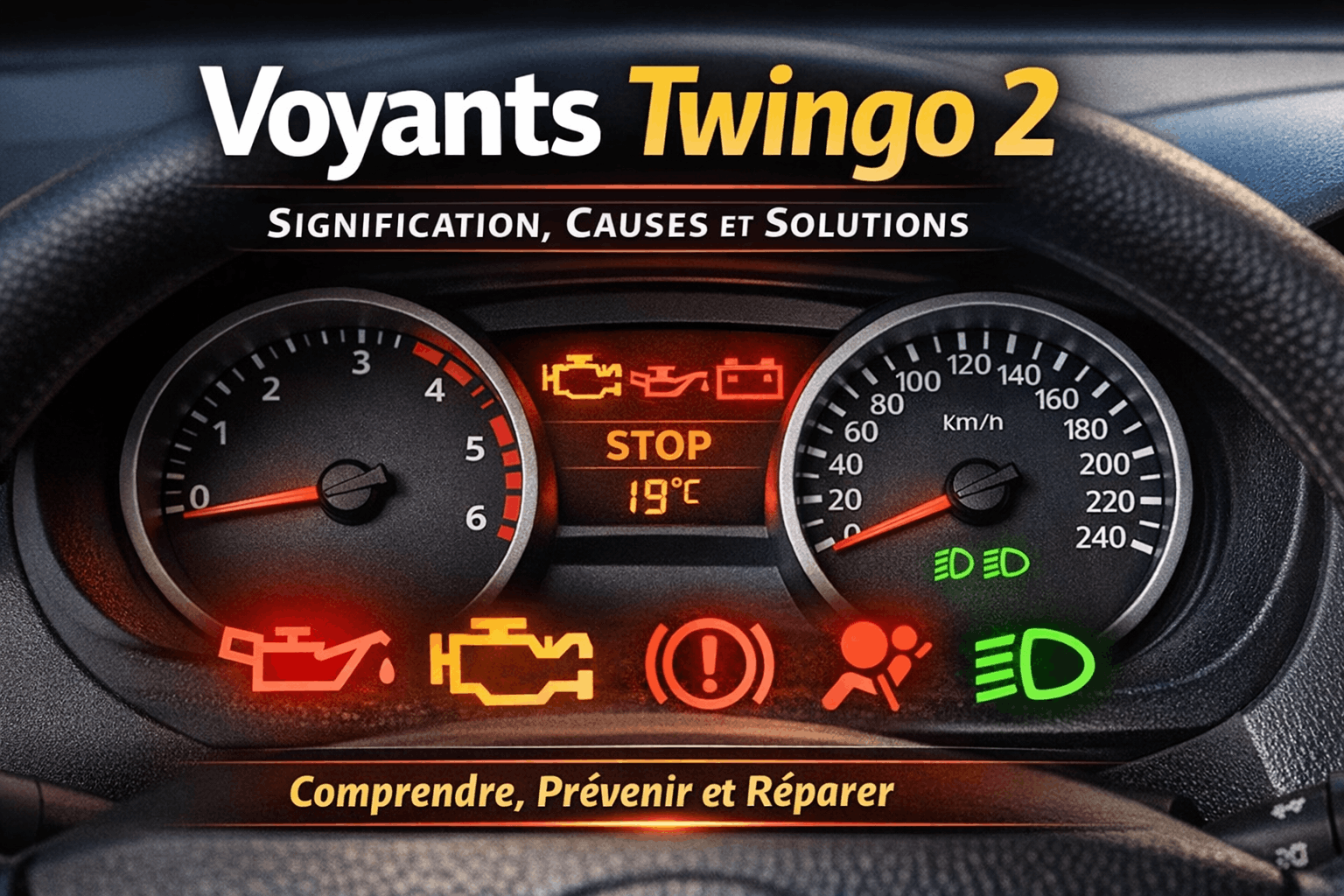 voyants twingo 2 tableau de bord signification causes et solutions