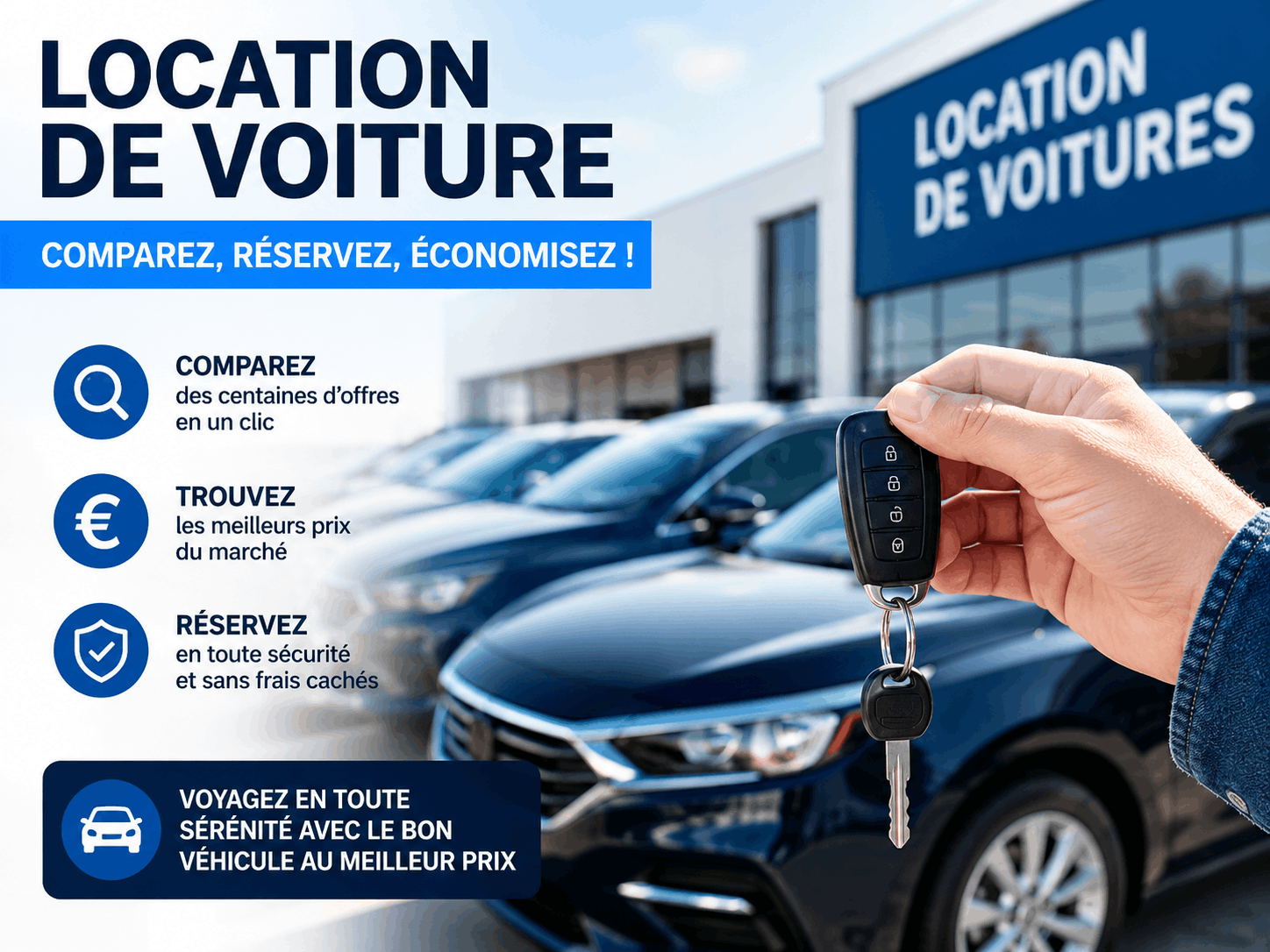 Location de voiture en ligne avec comparateur DiscoverCars, réservation rapide et offres économiques
